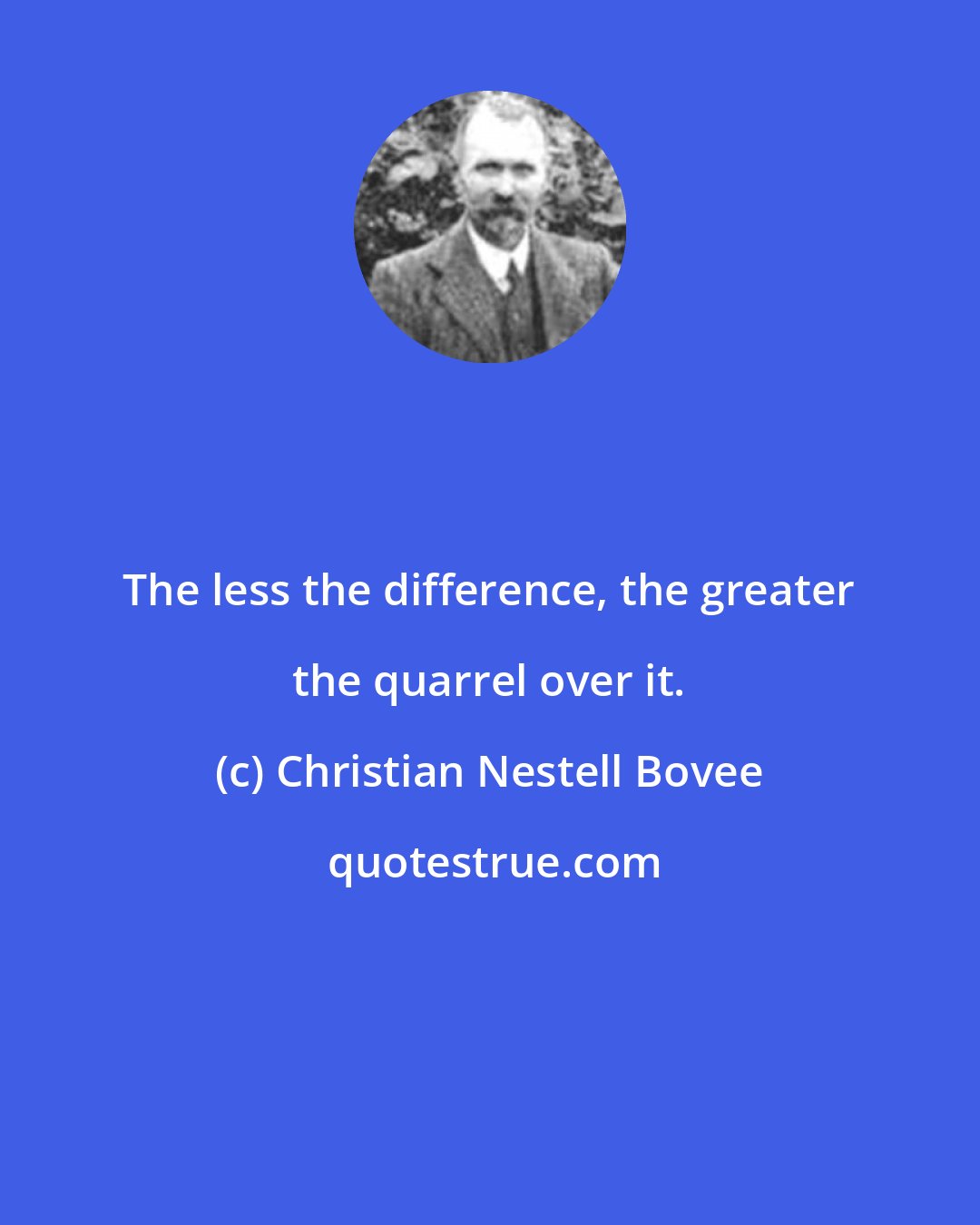 Christian Nestell Bovee: The less the difference, the greater the quarrel over it.