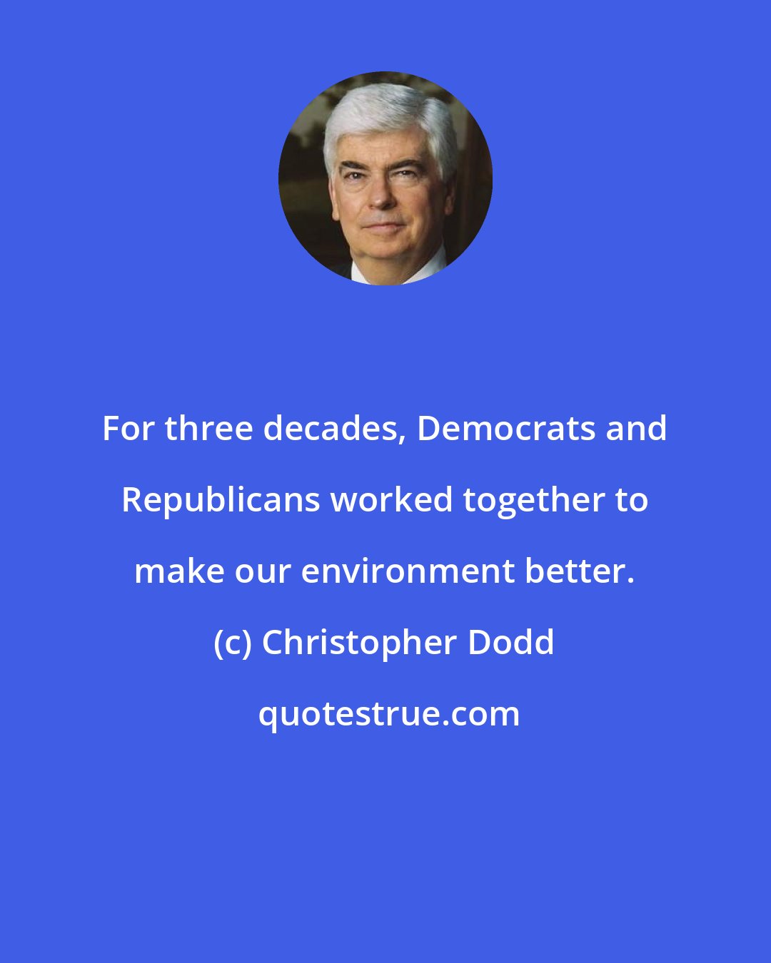 Christopher Dodd: For three decades, Democrats and Republicans worked together to make our environment better.