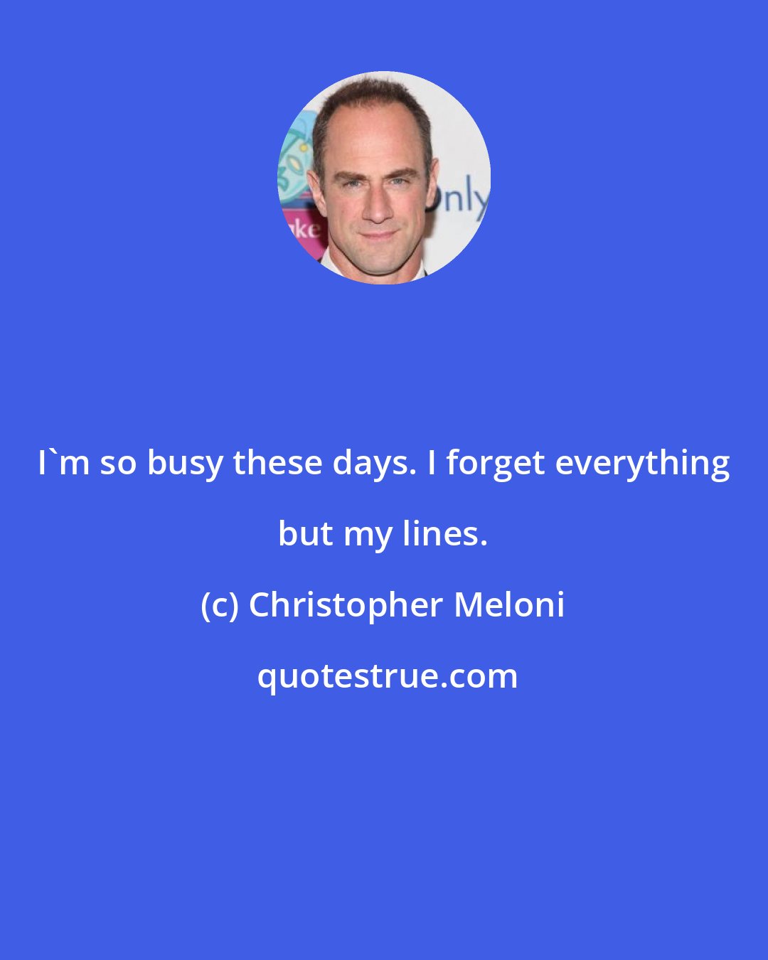 Christopher Meloni: I'm so busy these days. I forget everything but my lines.