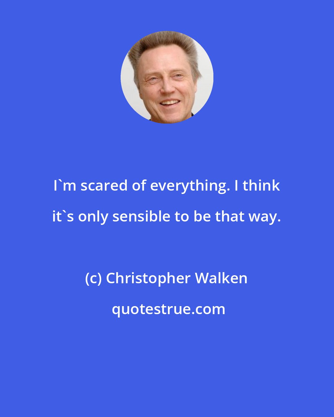 Christopher Walken: I'm scared of everything. I think it's only sensible to be that way.