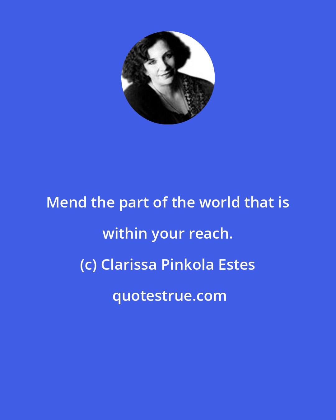 Clarissa Pinkola Estes: Mend the part of the world that is within your reach.