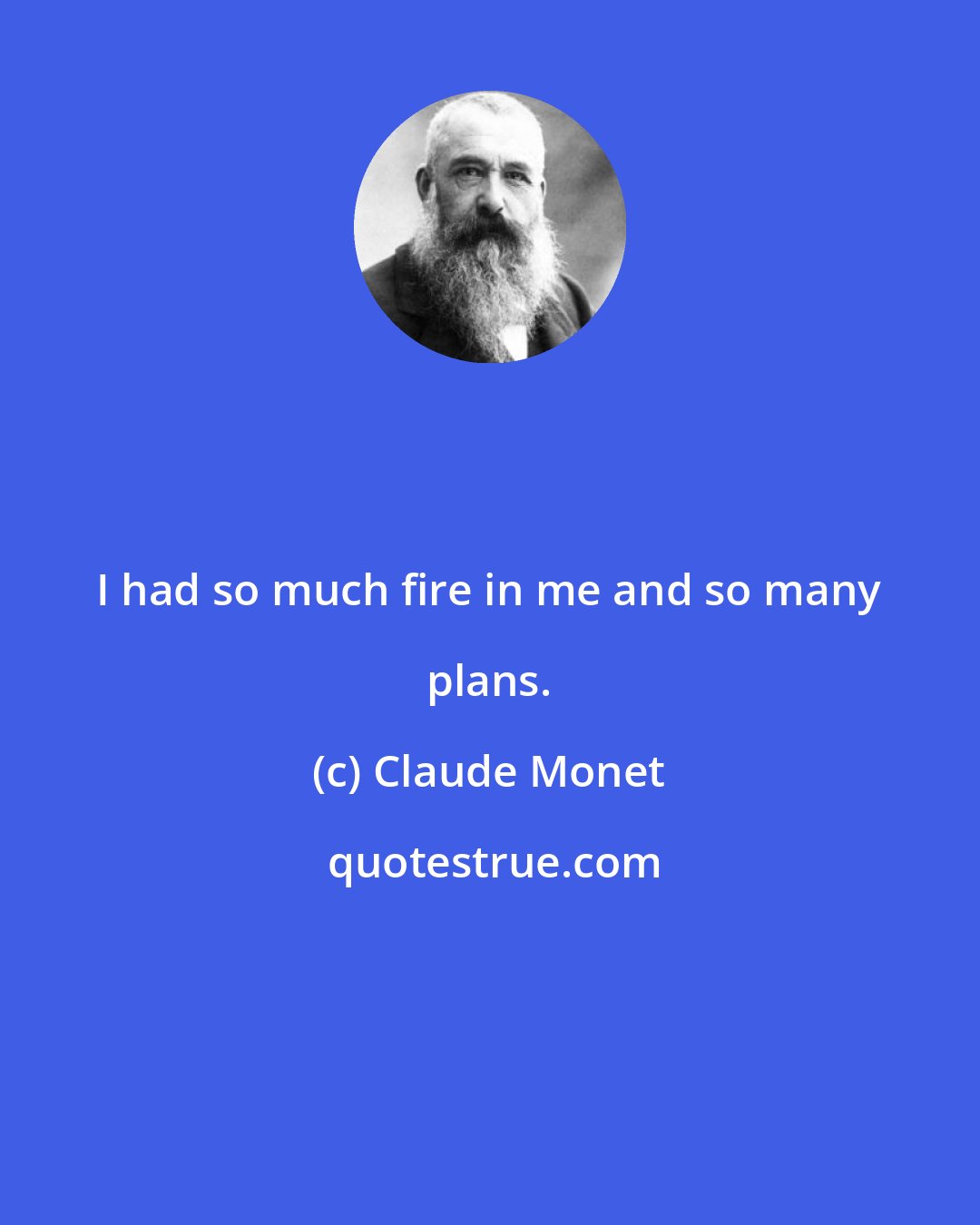 Claude Monet: I had so much fire in me and so many plans.