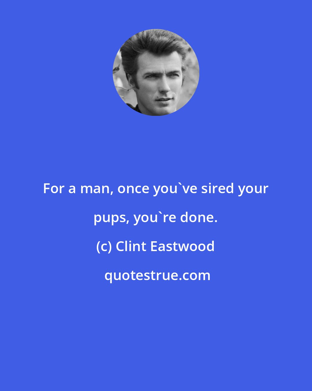 Clint Eastwood: For a man, once you've sired your pups, you're done.