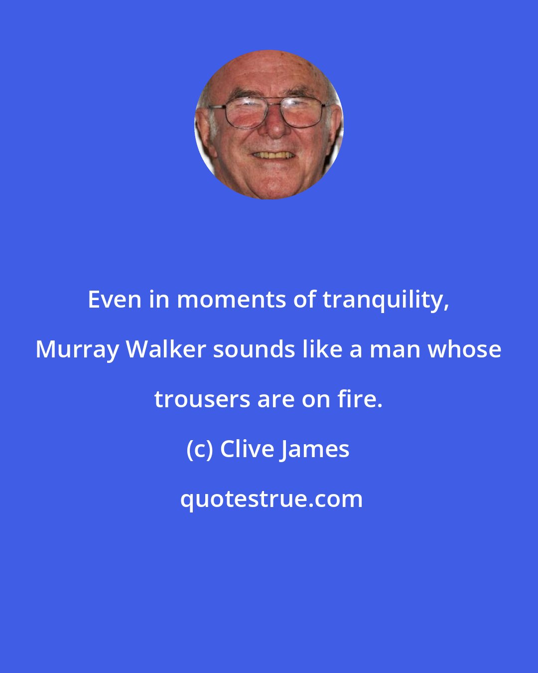 Clive James: Even in moments of tranquility, Murray Walker sounds like a man whose trousers are on fire.