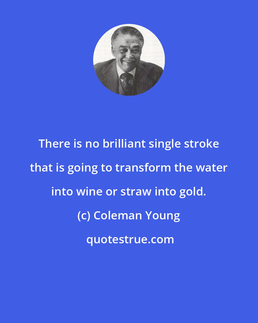 Coleman Young: There is no brilliant single stroke that is going to transform the water into wine or straw into gold.