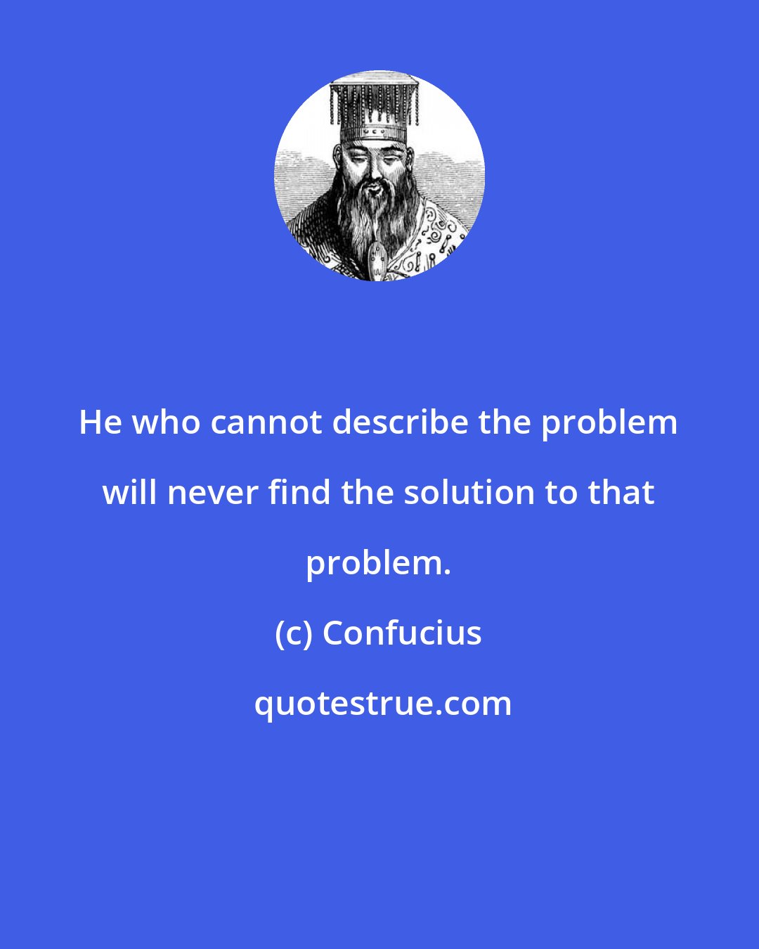 Confucius: He who cannot describe the problem will never find the solution to that problem.