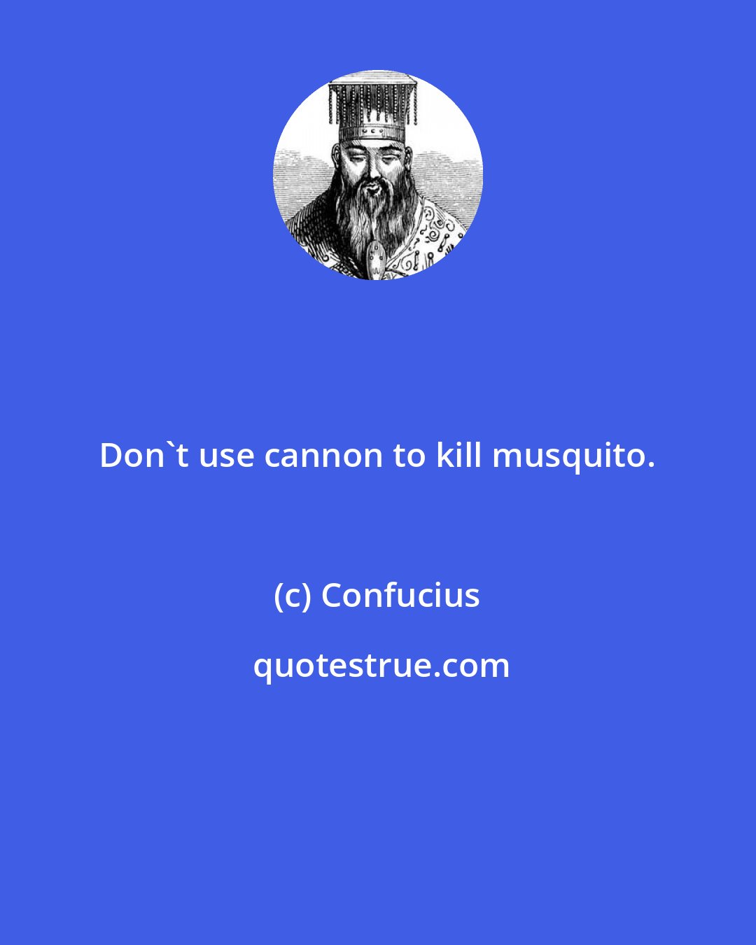 Confucius: Don't use cannon to kill musquito.