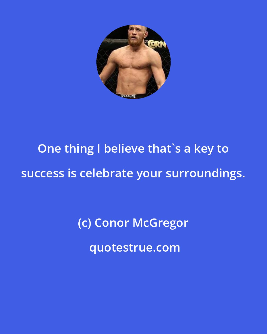 Conor McGregor: One thing I believe that's a key to success is celebrate your surroundings.