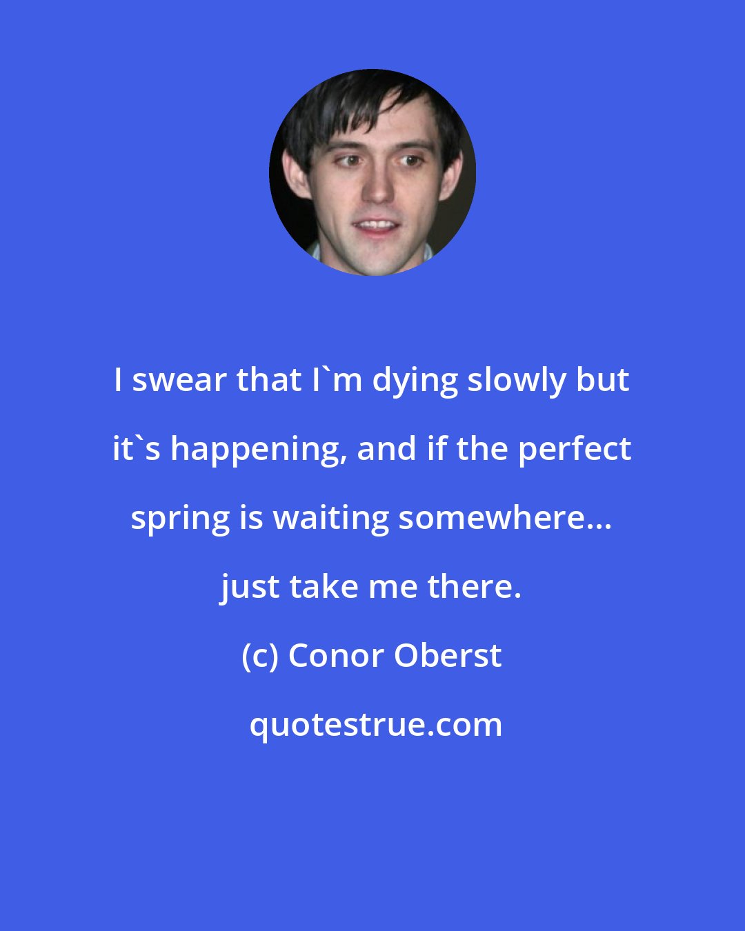 Conor Oberst: I swear that I'm dying slowly but it's happening, and if the perfect spring is waiting somewhere... just take me there.