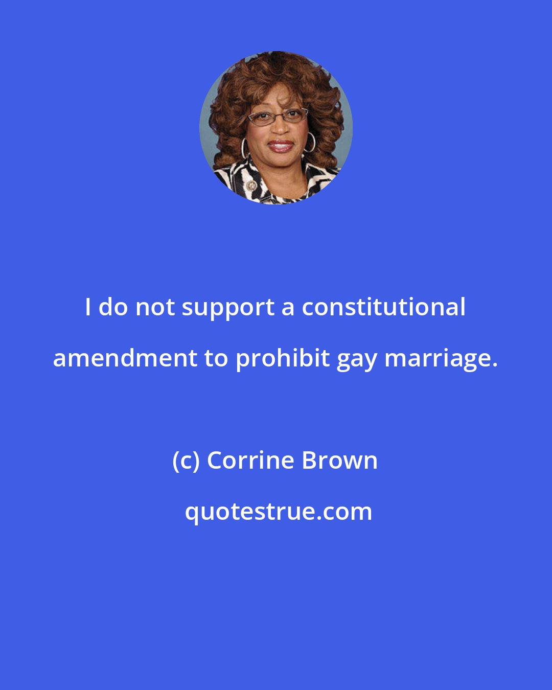 Corrine Brown: I do not support a constitutional amendment to prohibit gay marriage.