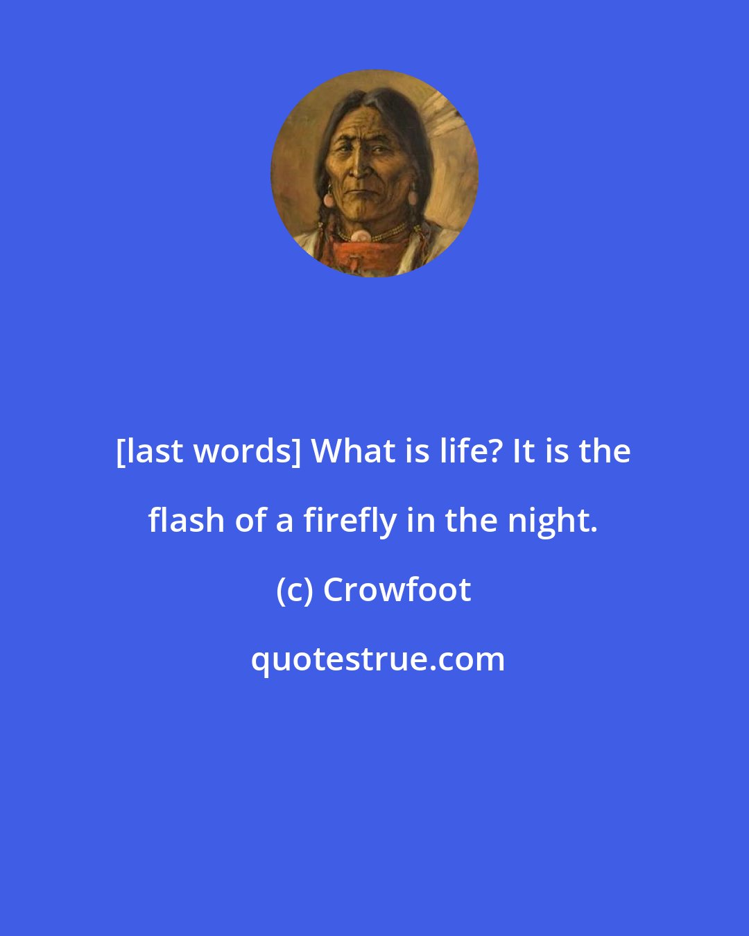 Crowfoot: [last words] What is life? It is the flash of a firefly in the night.