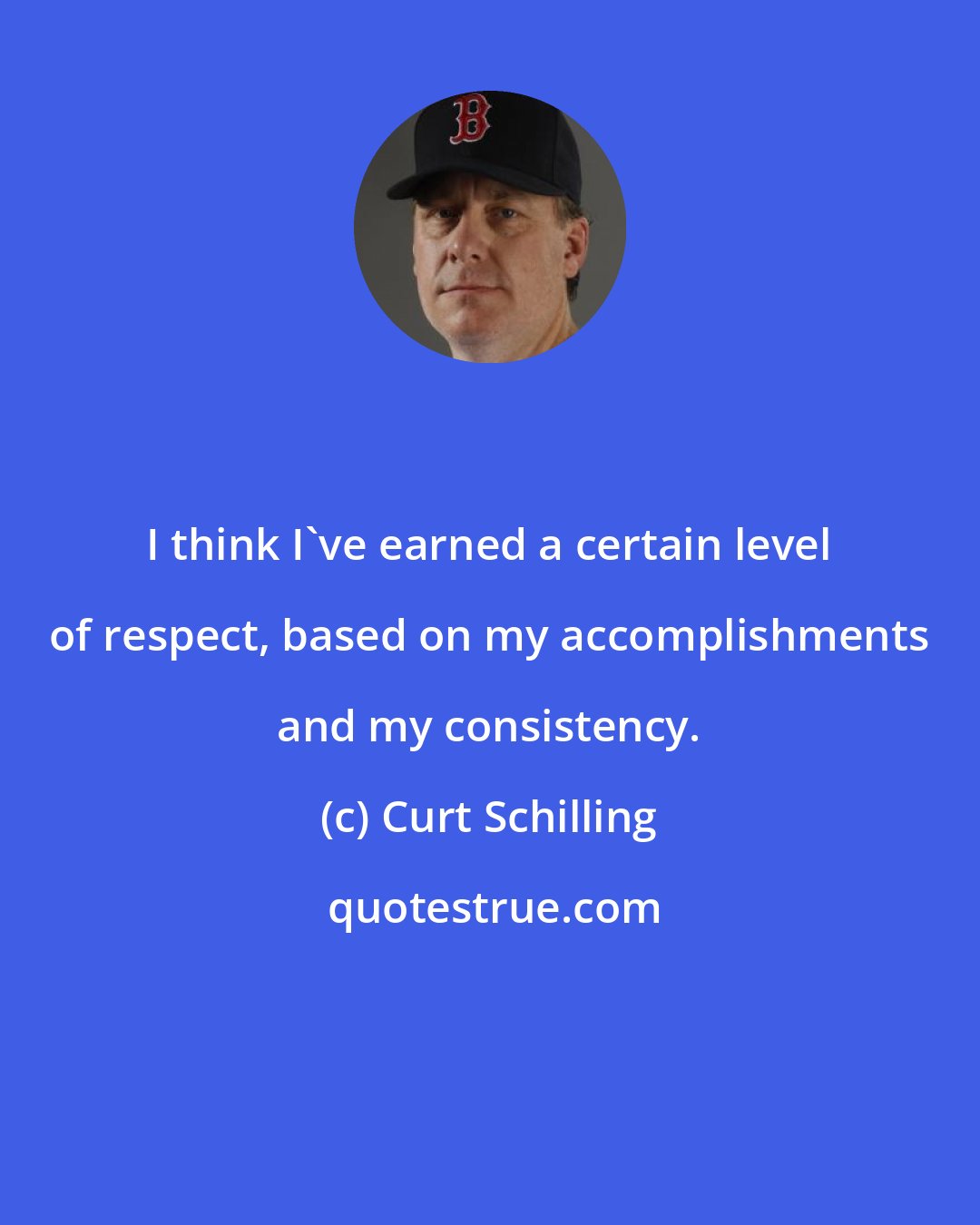 Curt Schilling: I think I've earned a certain level of respect, based on my accomplishments and my consistency.