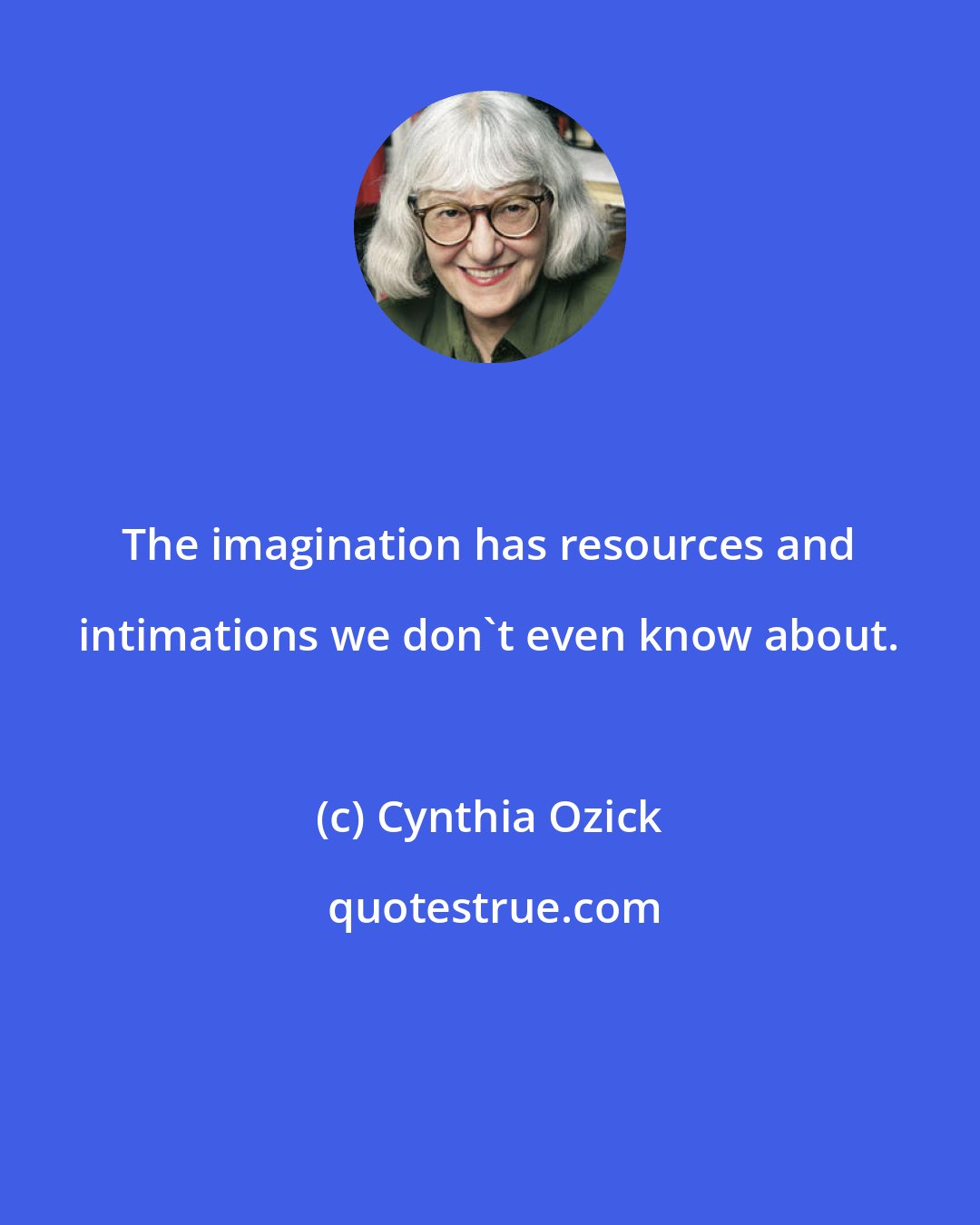Cynthia Ozick: The imagination has resources and intimations we don't even know about.