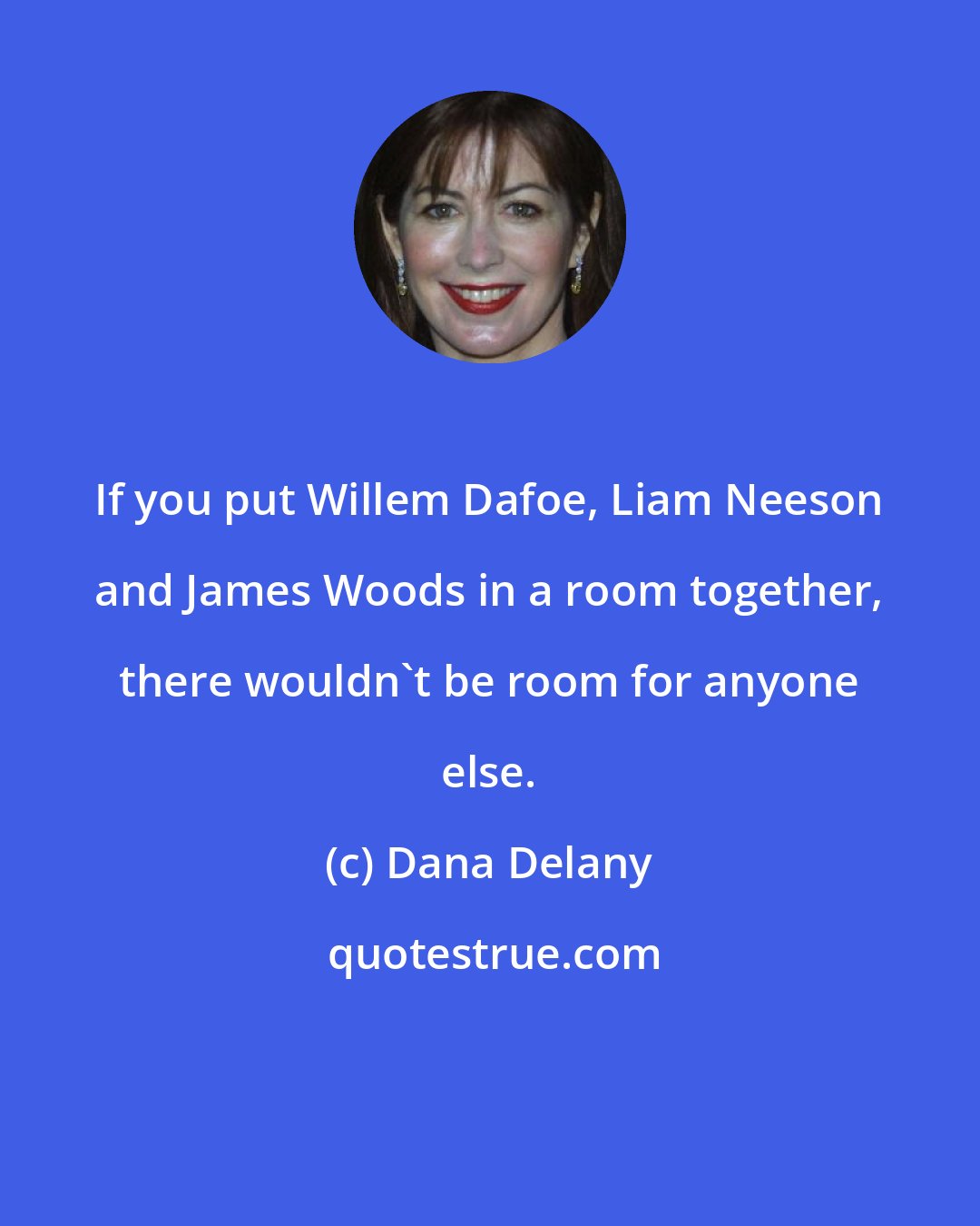 Dana Delany: If you put Willem Dafoe, Liam Neeson and James Woods in a room together, there wouldn't be room for anyone else.