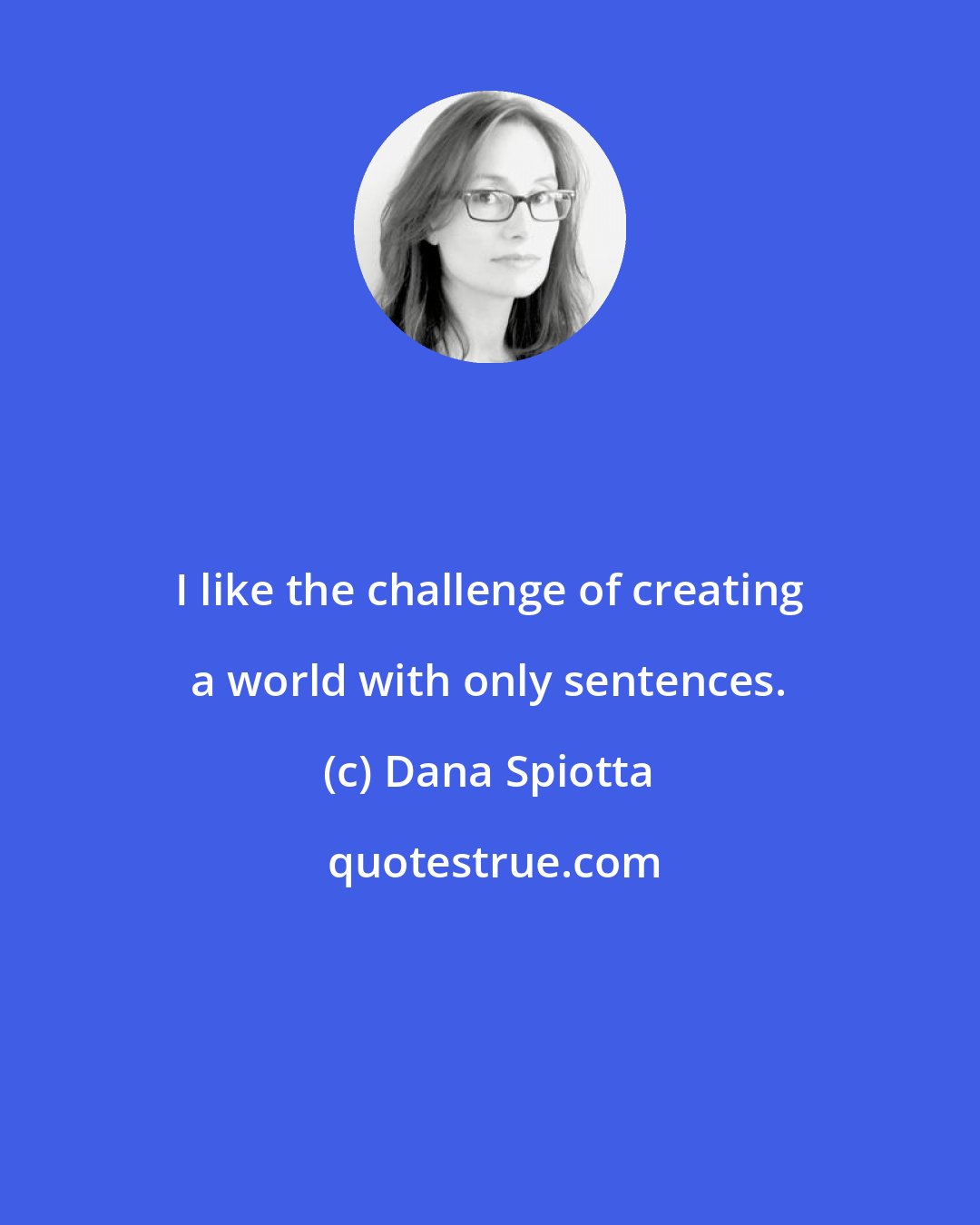 Dana Spiotta: I like the challenge of creating a world with only sentences.