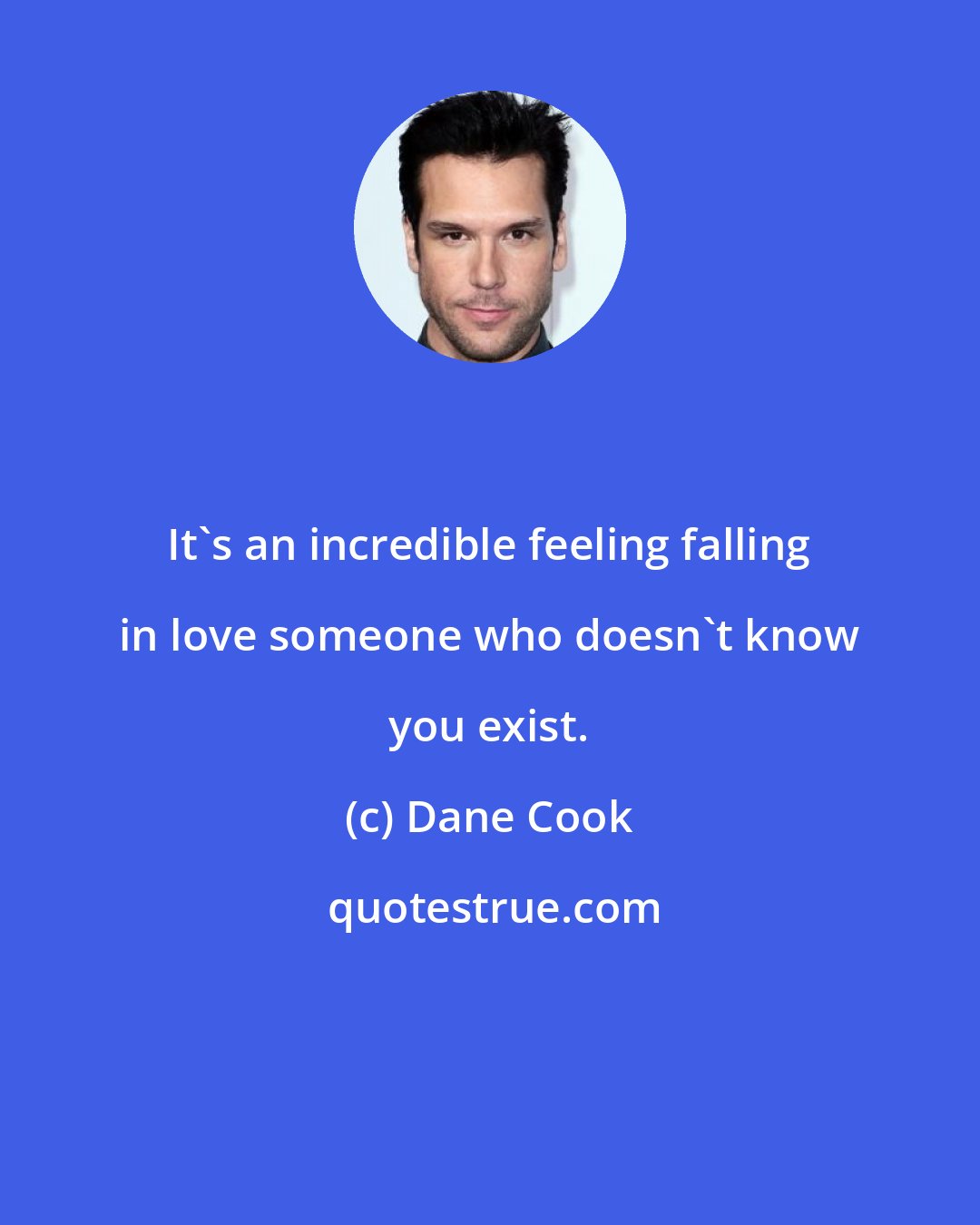 Dane Cook: It's an incredible feeling falling in love someone who doesn't know you exist.