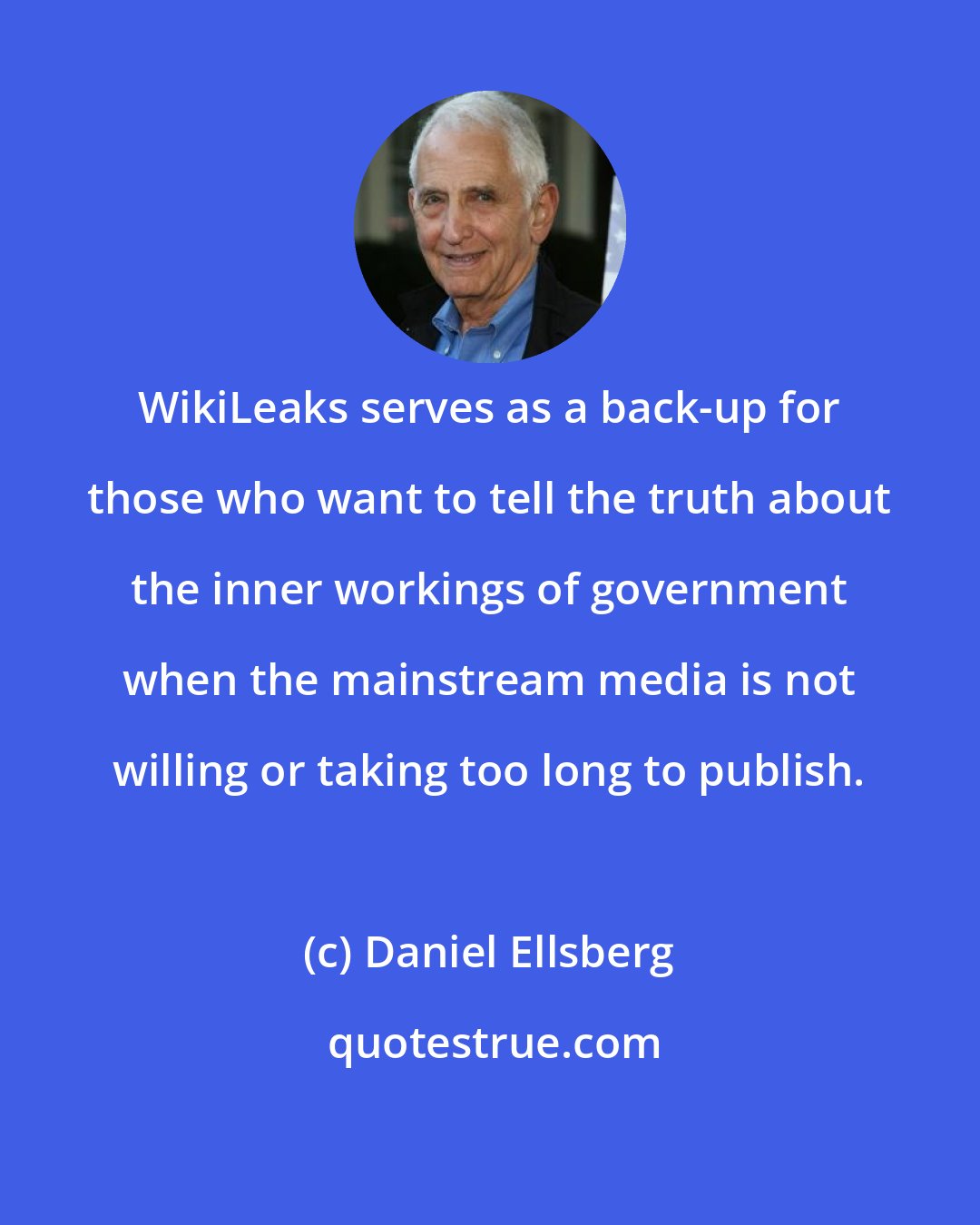 Daniel Ellsberg: WikiLeaks serves as a back-up for those who want to tell the truth about the inner workings of government when the mainstream media is not willing or taking too long to publish.