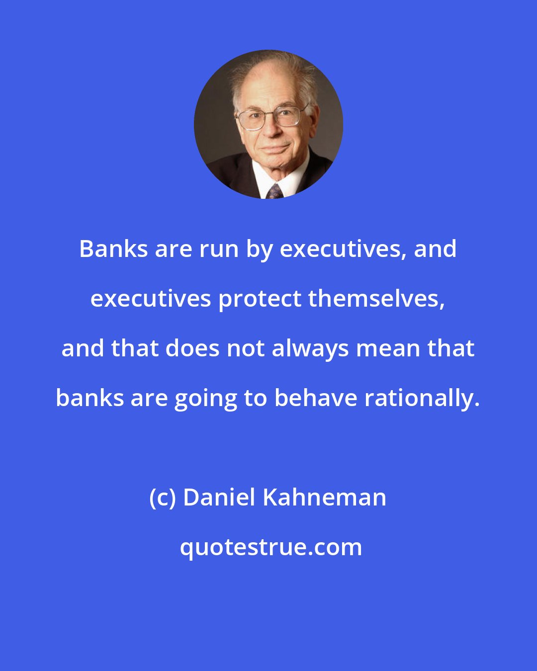 Daniel Kahneman: Banks are run by executives, and executives protect themselves, and that does not always mean that banks are going to behave rationally.