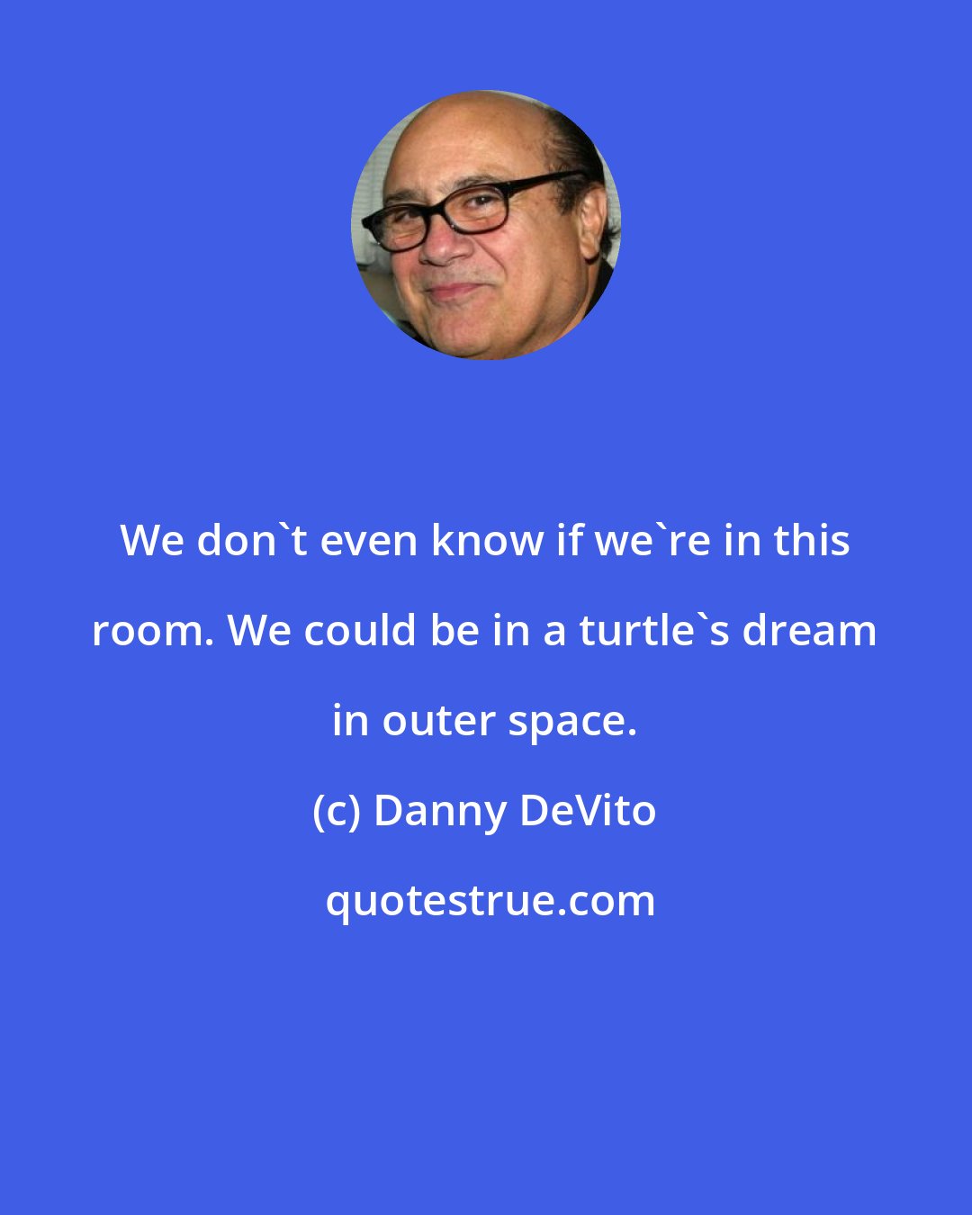 Danny DeVito: We don't even know if we're in this room. We could be in a turtle's dream in outer space.