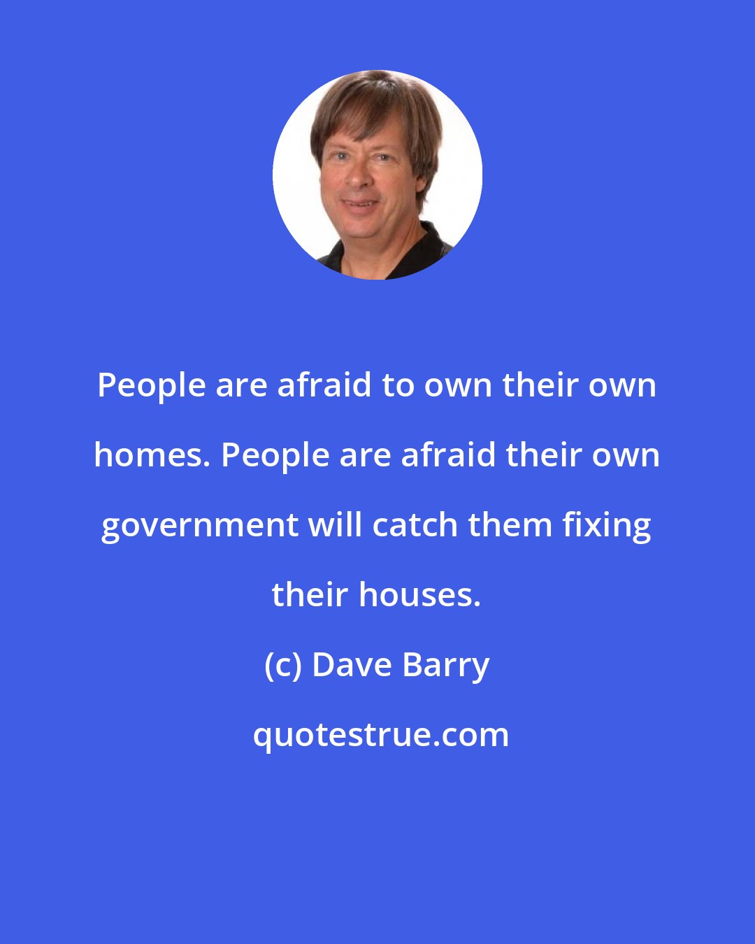 Dave Barry: People are afraid to own their own homes. People are afraid their own government will catch them fixing their houses.