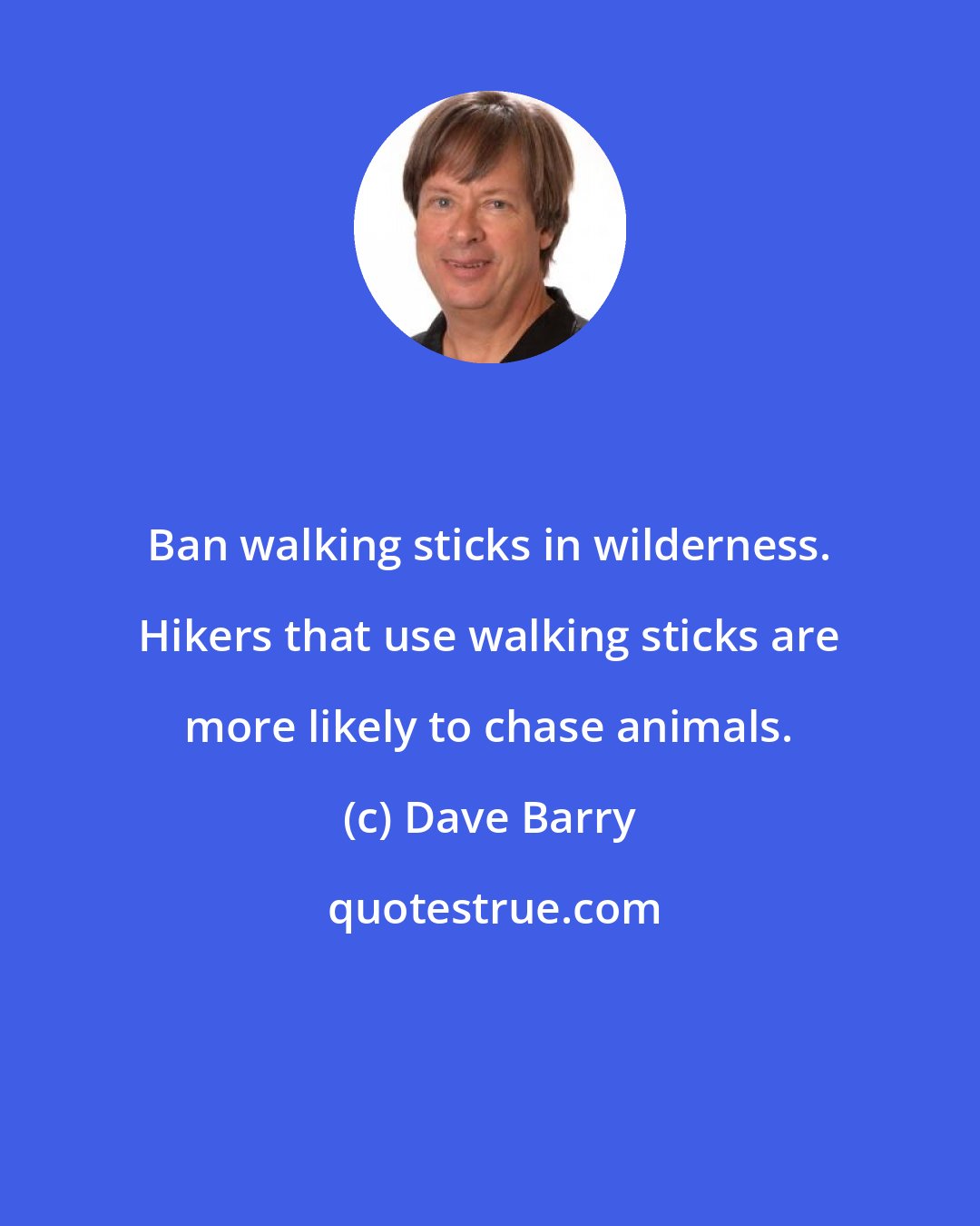 Dave Barry: Ban walking sticks in wilderness. Hikers that use walking sticks are more likely to chase animals.