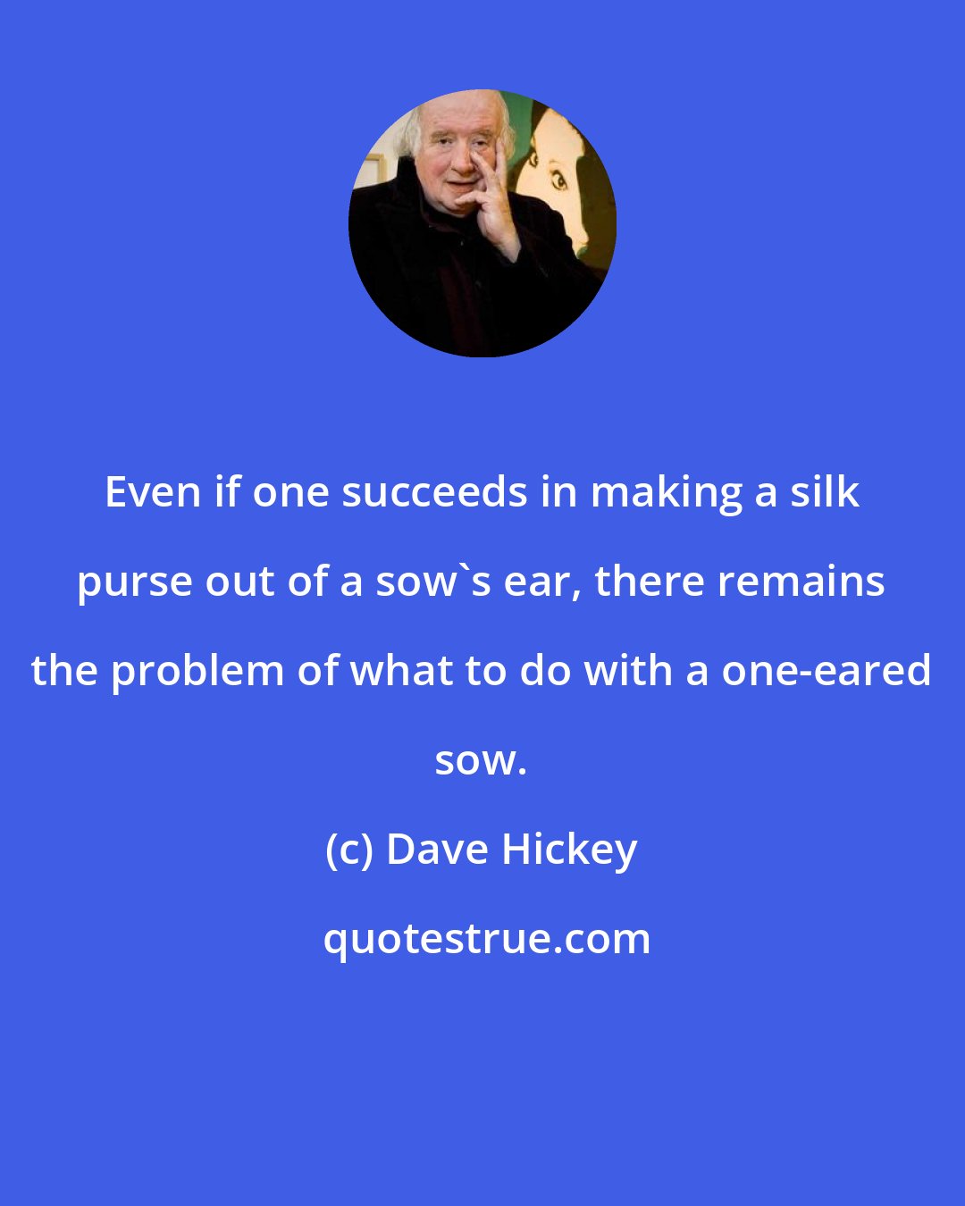 Dave Hickey: Even if one succeeds in making a silk purse out of a sow's ear, there remains the problem of what to do with a one-eared sow.