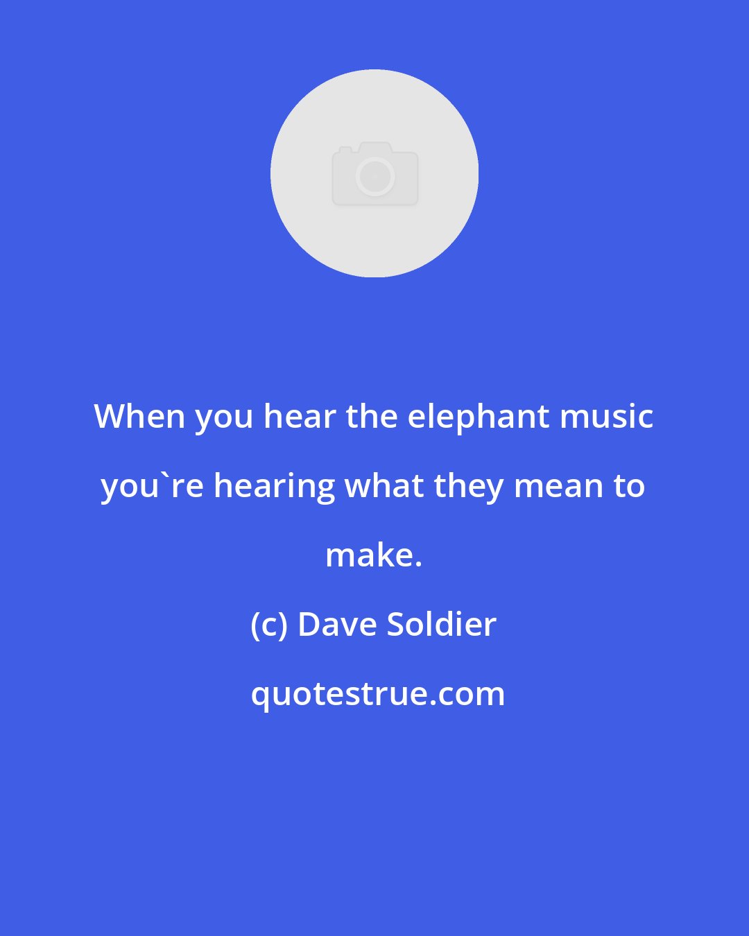 Dave Soldier: When you hear the elephant music you're hearing what they mean to make.