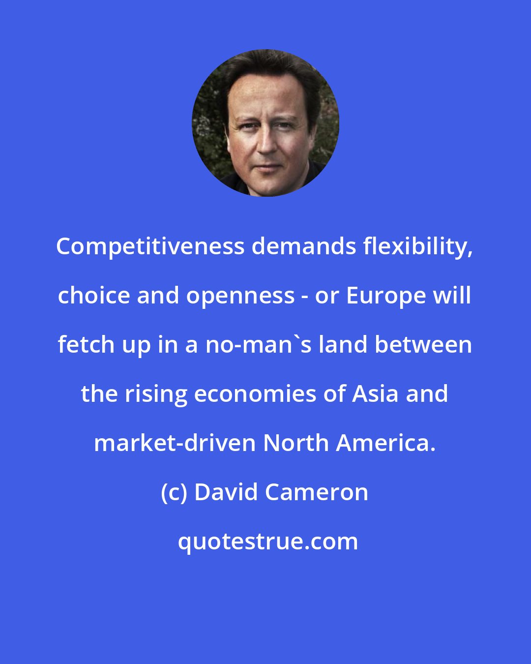 David Cameron: Competitiveness demands flexibility, choice and openness - or Europe will fetch up in a no-man's land between the rising economies of Asia and market-driven North America.