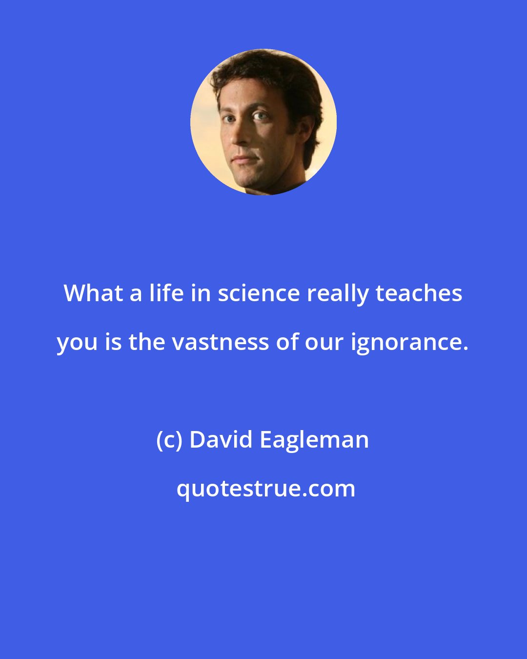 David Eagleman: What a life in science really teaches you is the vastness of our ignorance.