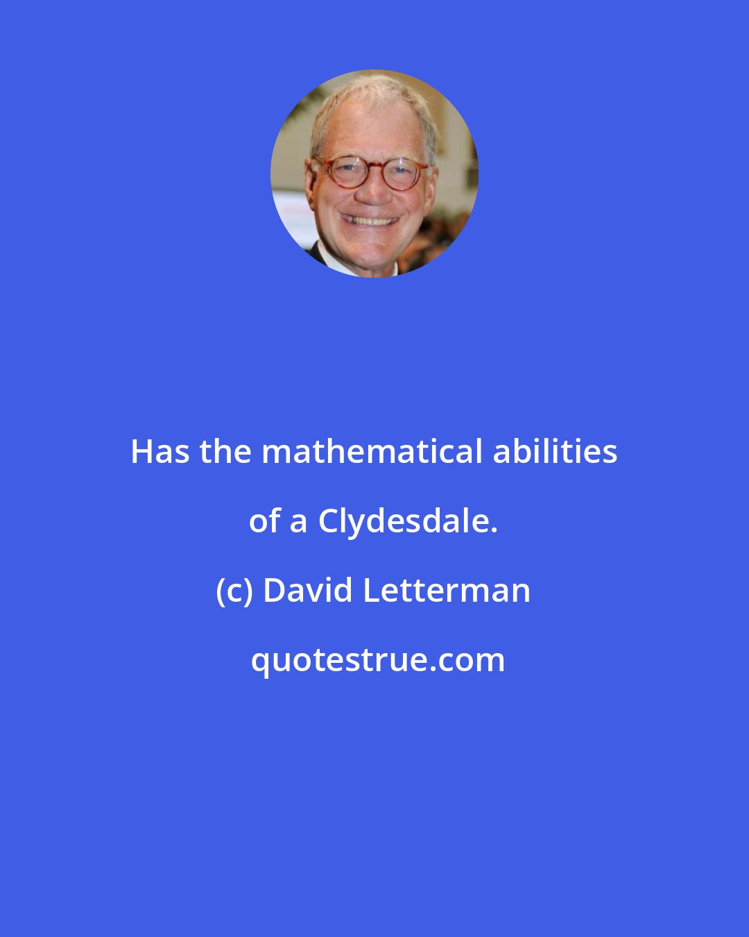 David Letterman: Has the mathematical abilities of a Clydesdale.