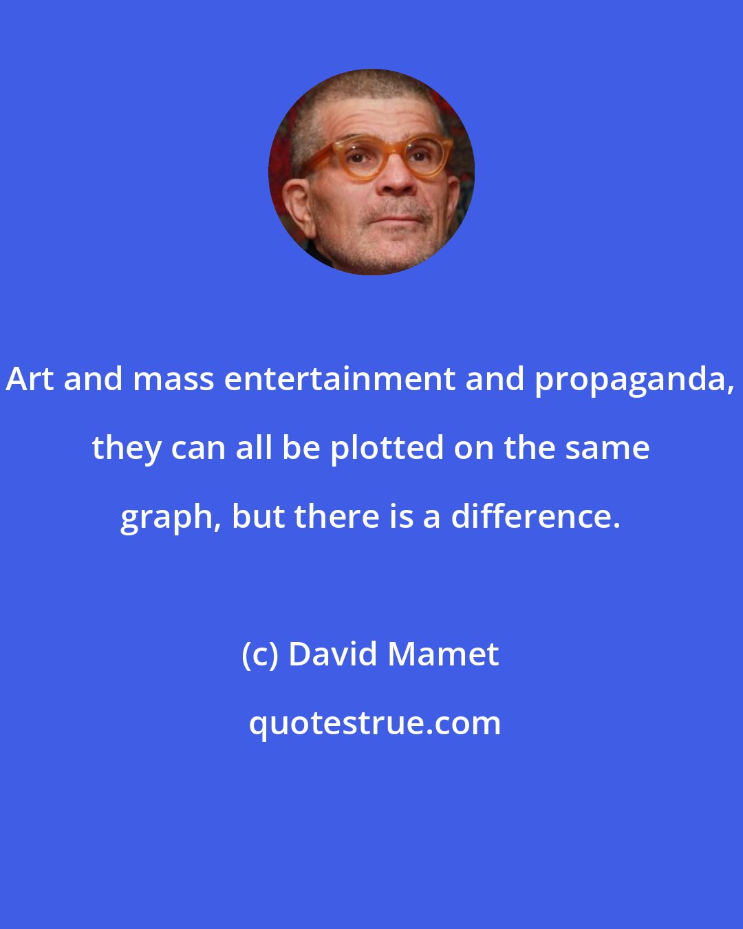 David Mamet: Art and mass entertainment and propaganda, they can all be plotted on the same graph, but there is a difference.