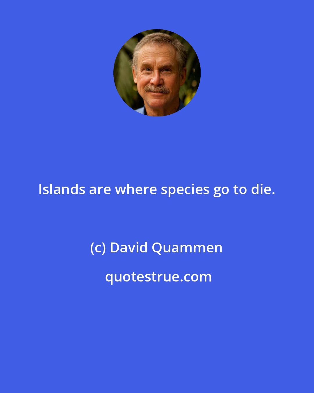 David Quammen: Islands are where species go to die.