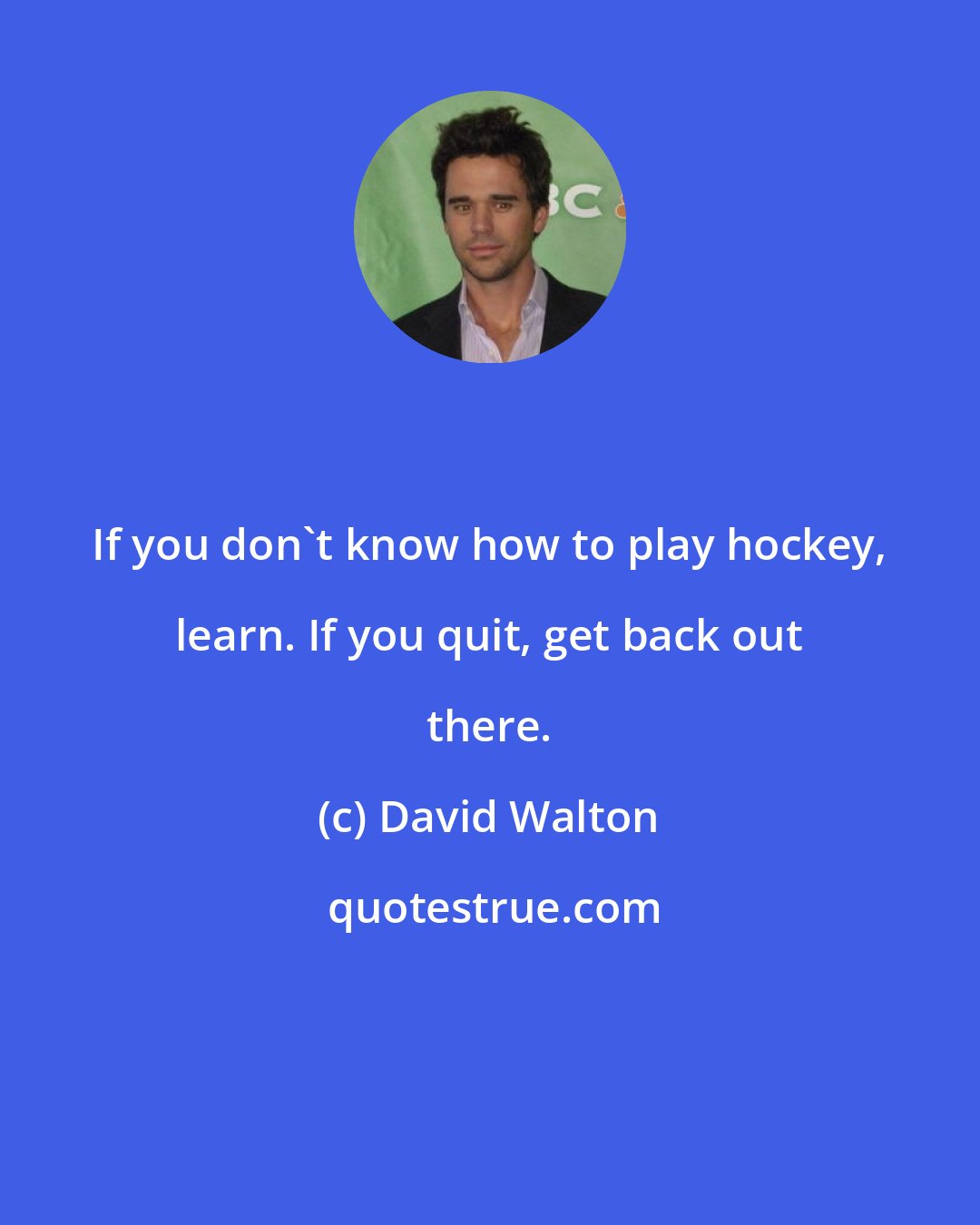 David Walton: If you don't know how to play hockey, learn. If you quit, get back out there.