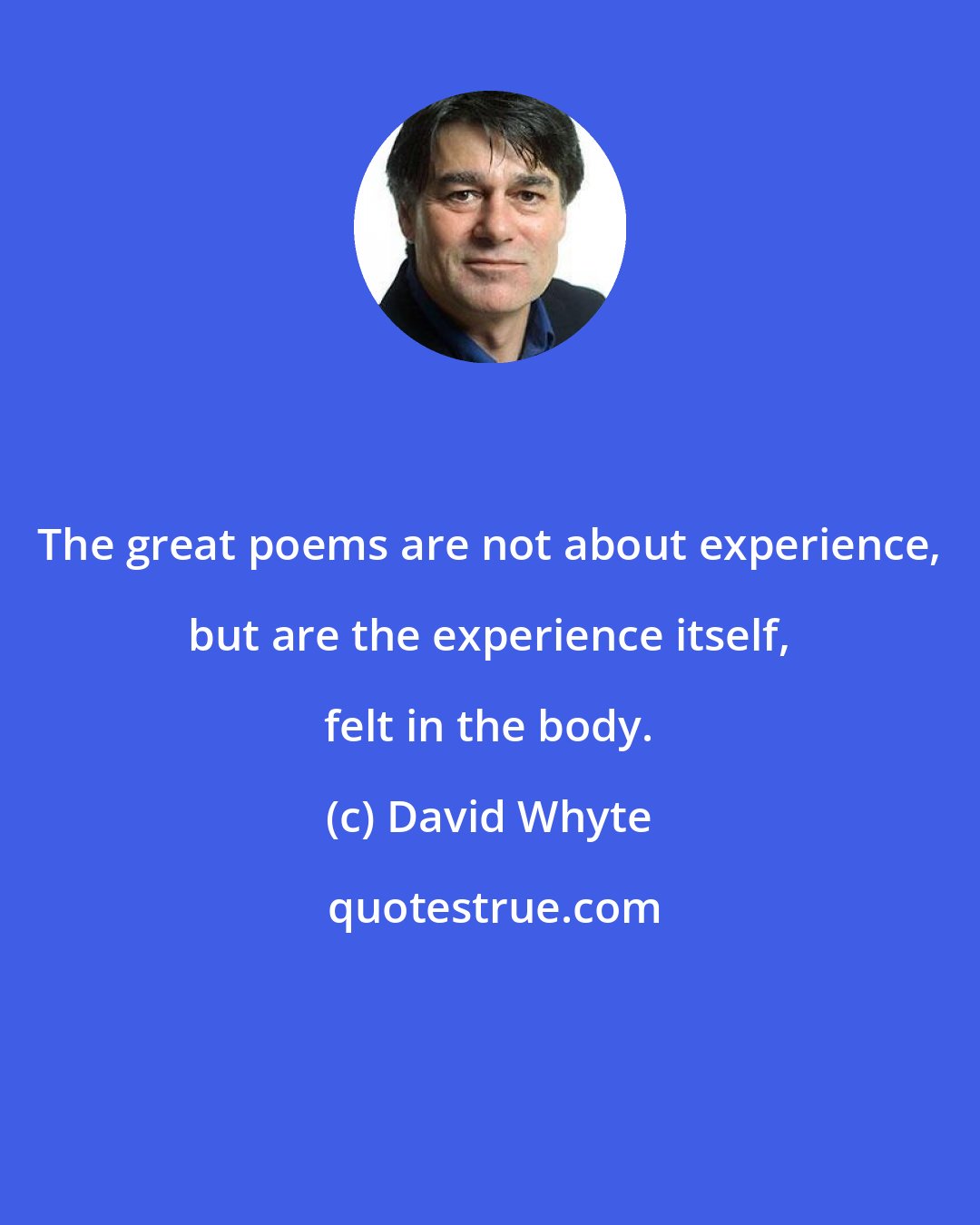 David Whyte: The great poems are not about experience, but are the experience itself, felt in the body.