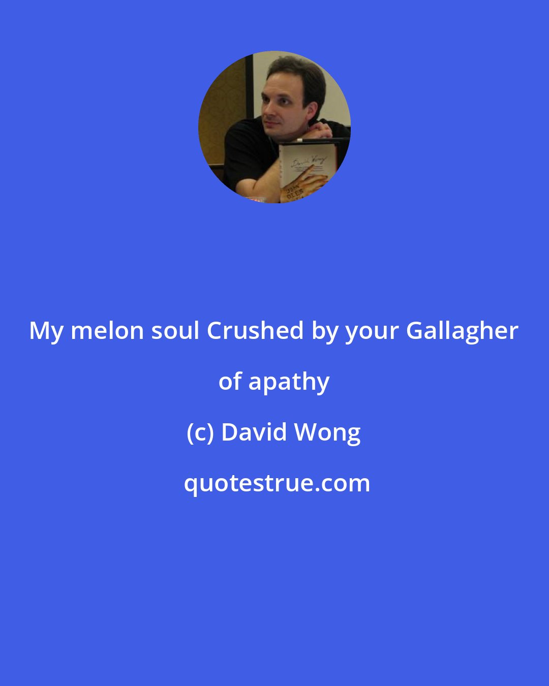 David Wong: My melon soul Crushed by your Gallagher of apathy