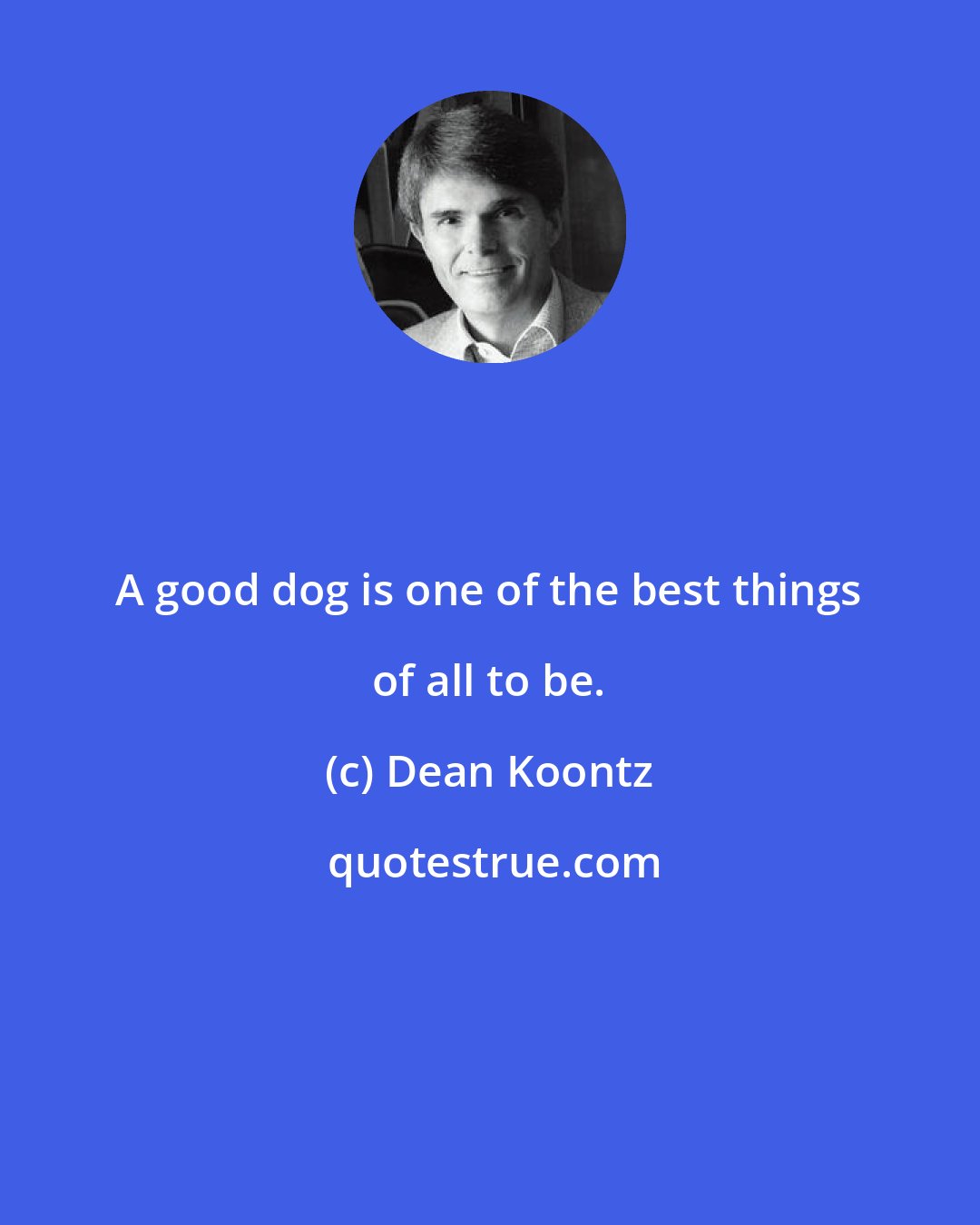 Dean Koontz: A good dog is one of the best things of all to be.