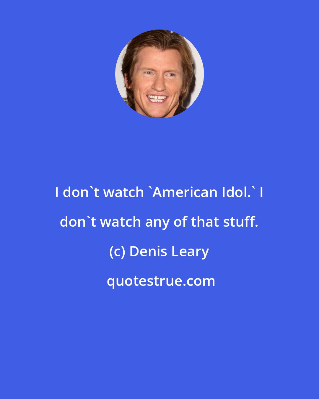 Denis Leary: I don't watch 'American Idol.' I don't watch any of that stuff.