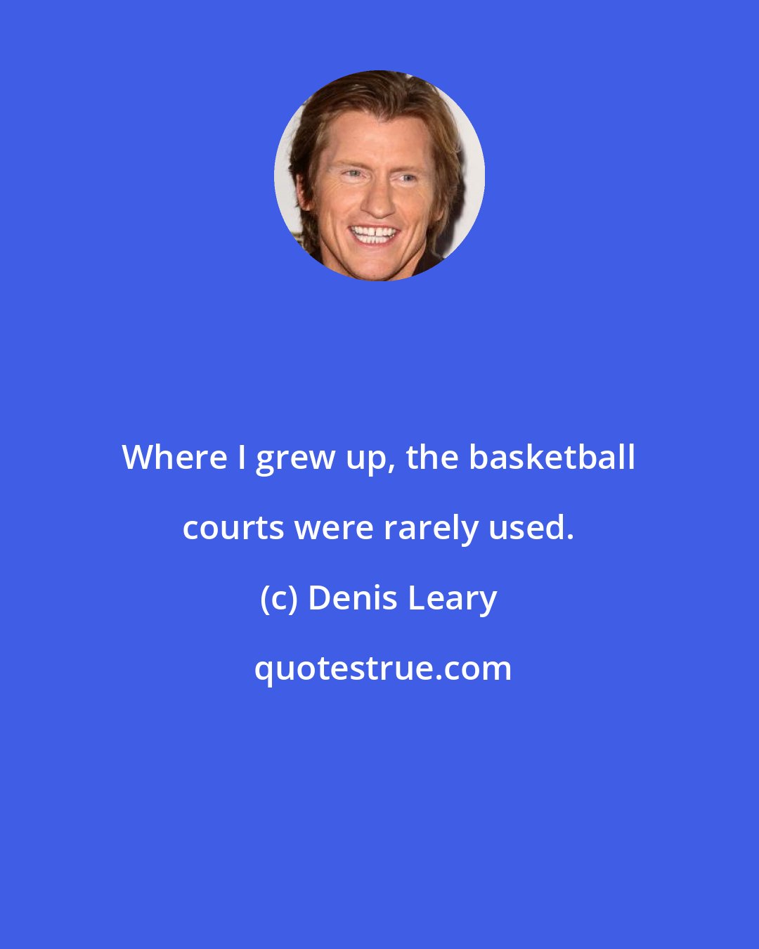 Denis Leary: Where I grew up, the basketball courts were rarely used.