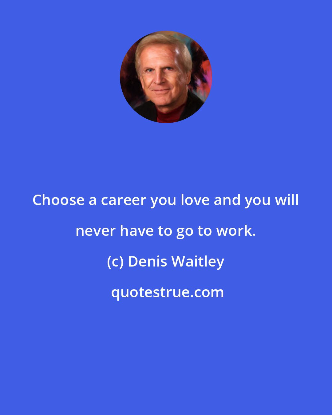 Denis Waitley: Choose a career you love and you will never have to go to work.