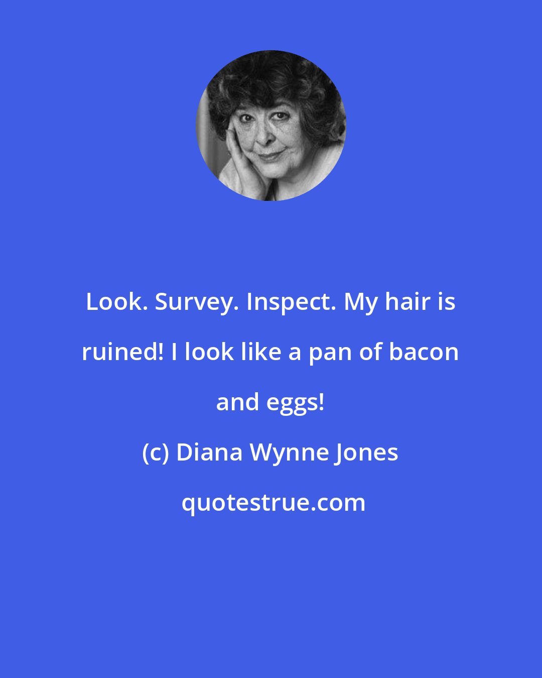 Diana Wynne Jones: Look. Survey. Inspect. My hair is ruined! I look like a pan of bacon and eggs!