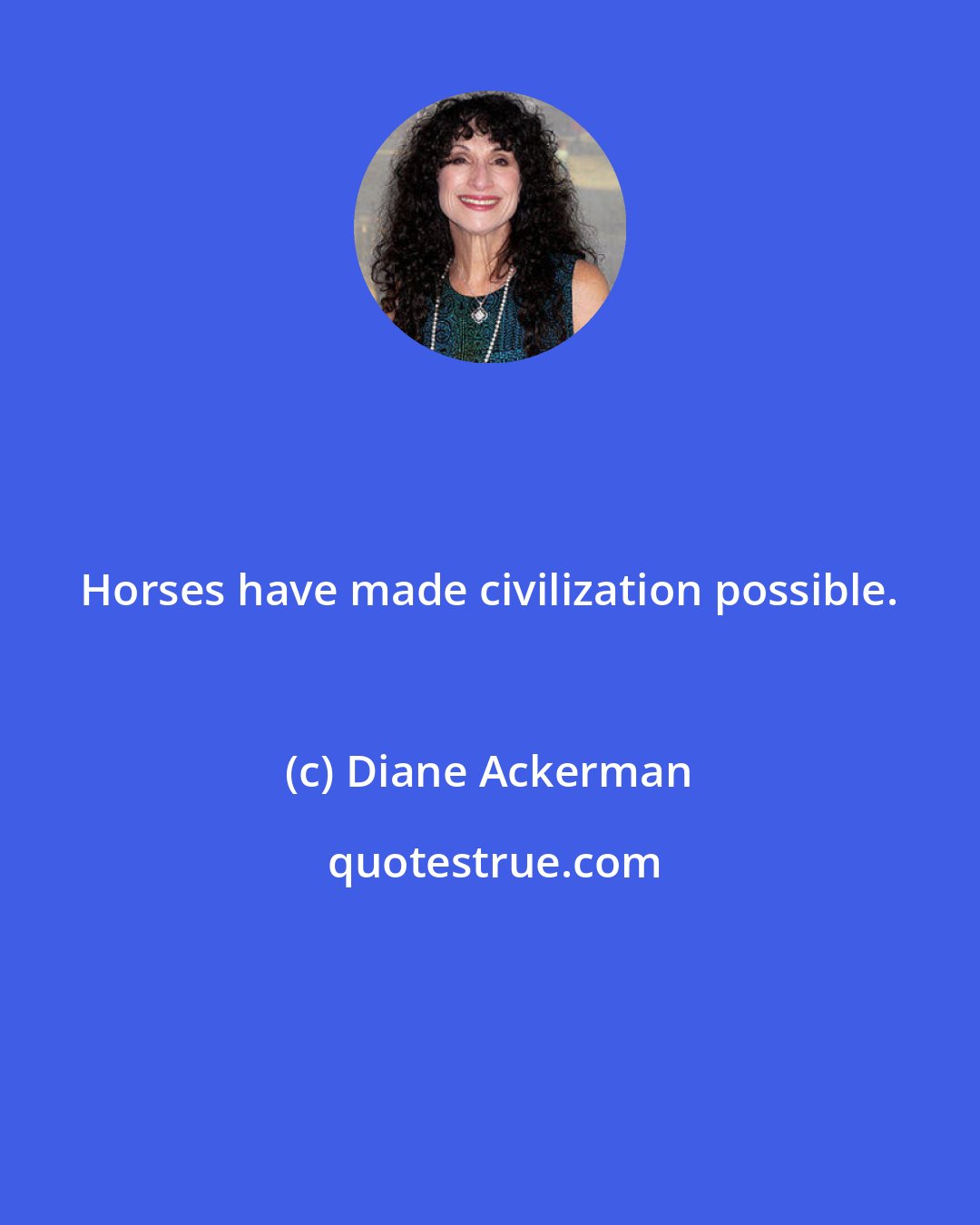 Diane Ackerman: Horses have made civilization possible.