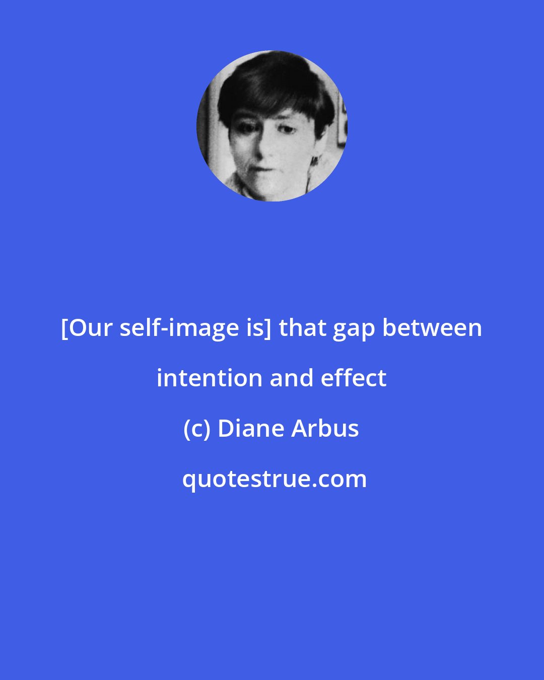 Diane Arbus: [Our self-image is] that gap between intention and effect