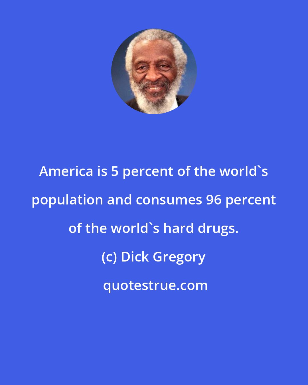 Dick Gregory: America is 5 percent of the world's population and consumes 96 percent of the world's hard drugs.