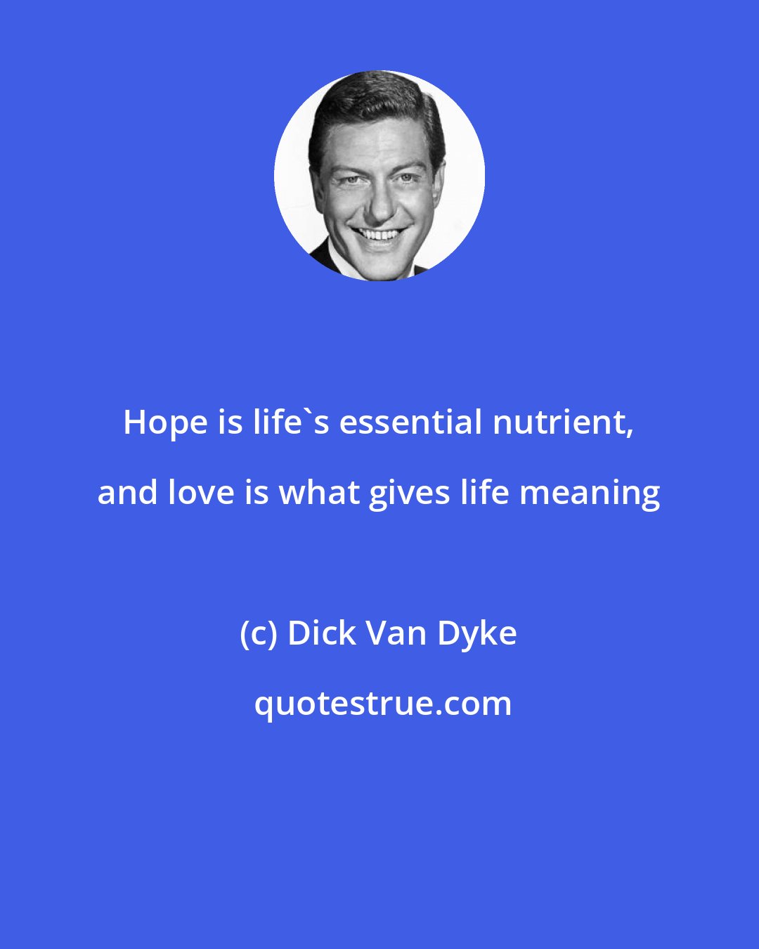 Dick Van Dyke: Hope is life's essential nutrient, and love is what gives life meaning