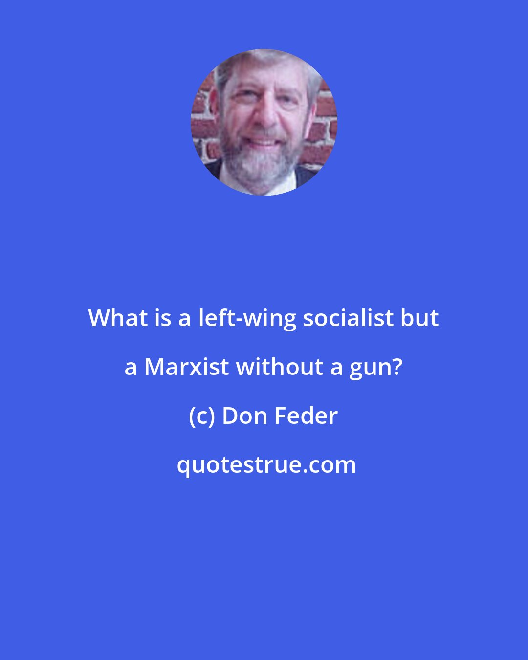 Don Feder: What is a left-wing socialist but a Marxist without a gun?