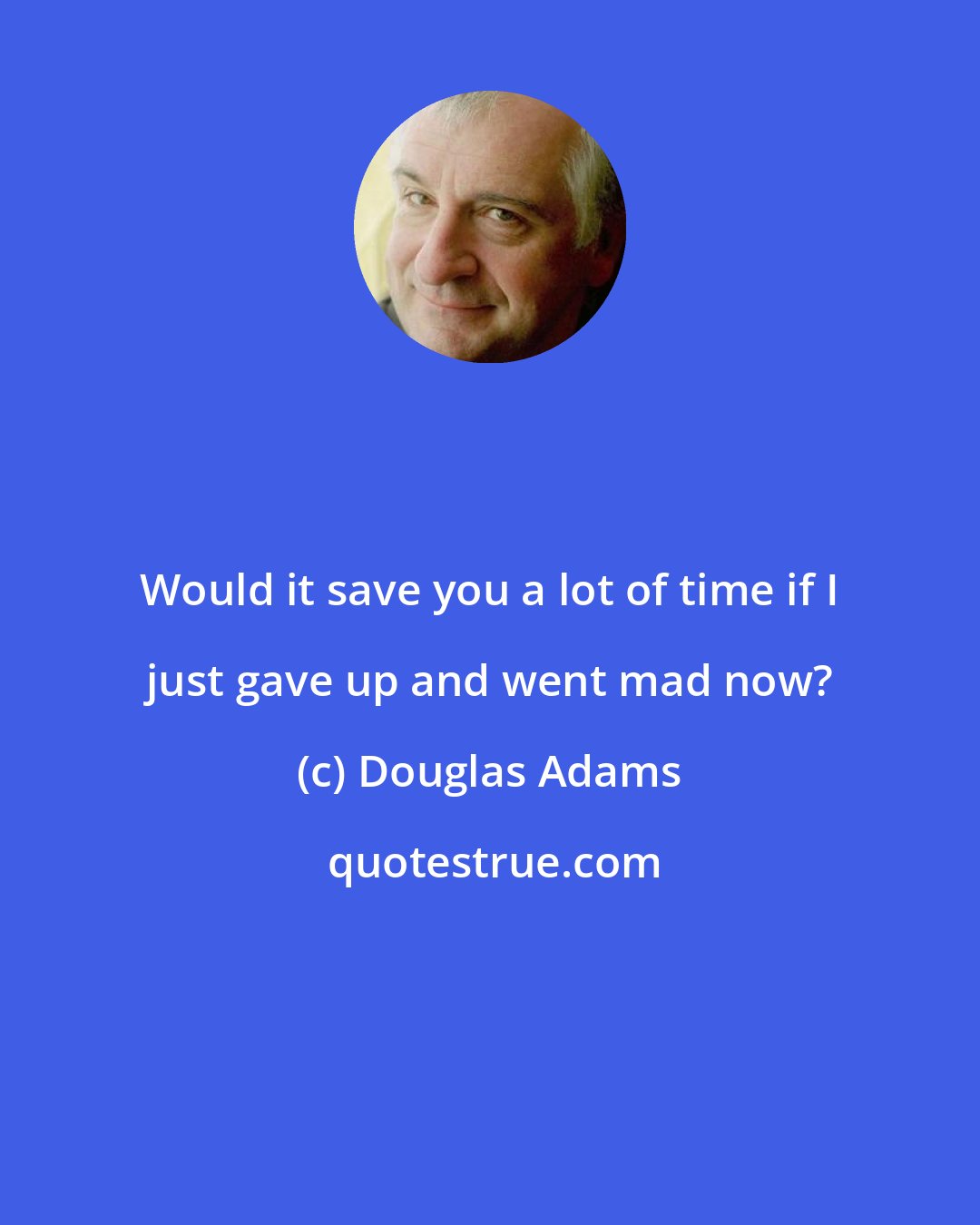 Douglas Adams: Would it save you a lot of time if I just gave up and went mad now?