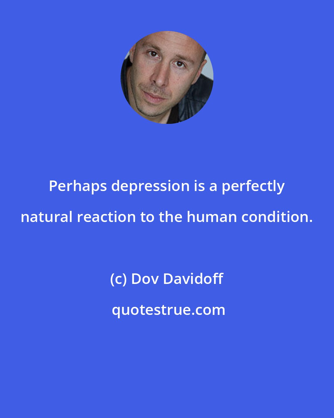 Dov Davidoff: Perhaps depression is a perfectly natural reaction to the human condition.