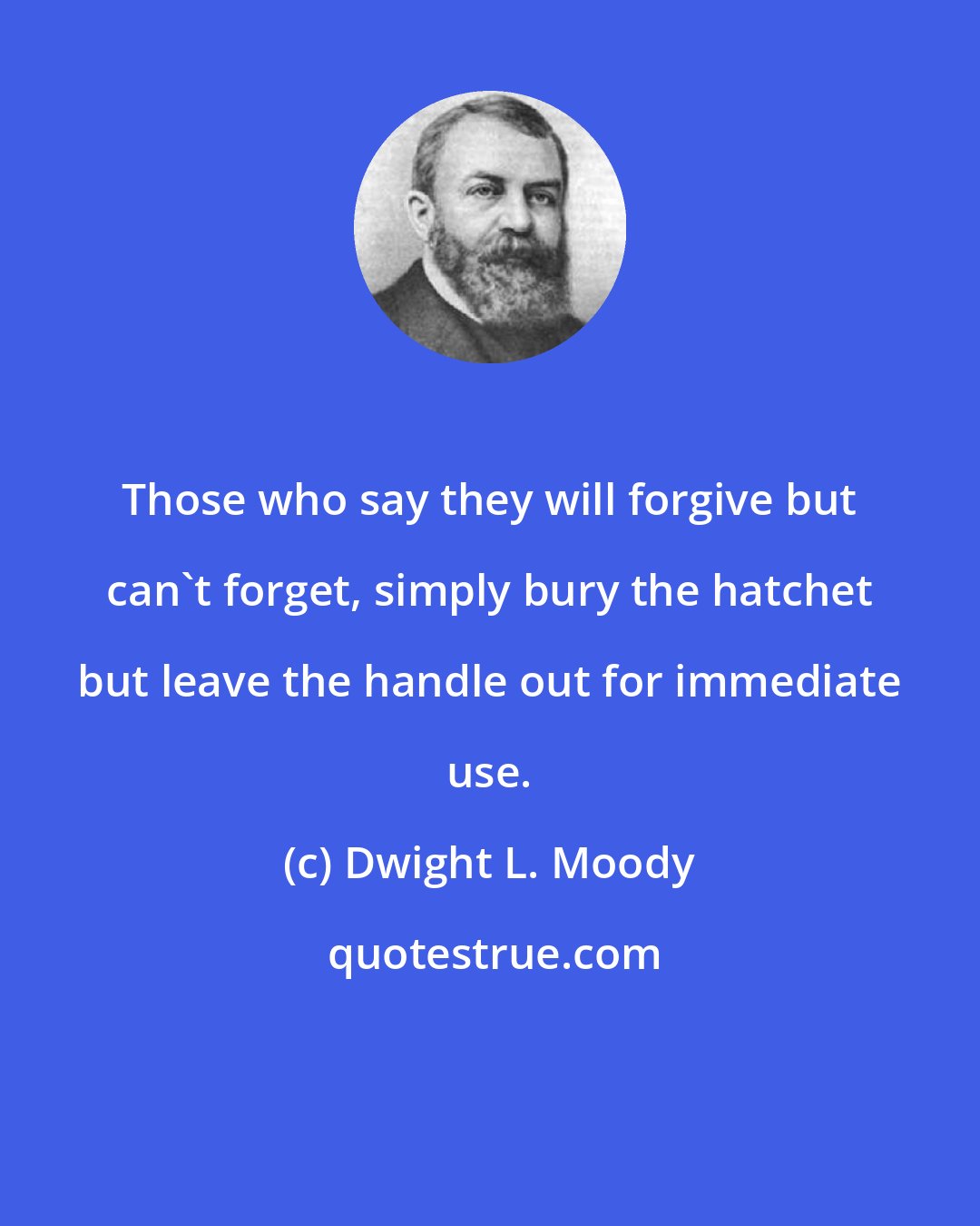 Dwight L. Moody: Those who say they will forgive but can't forget, simply bury the hatchet but leave the handle out for immediate use.