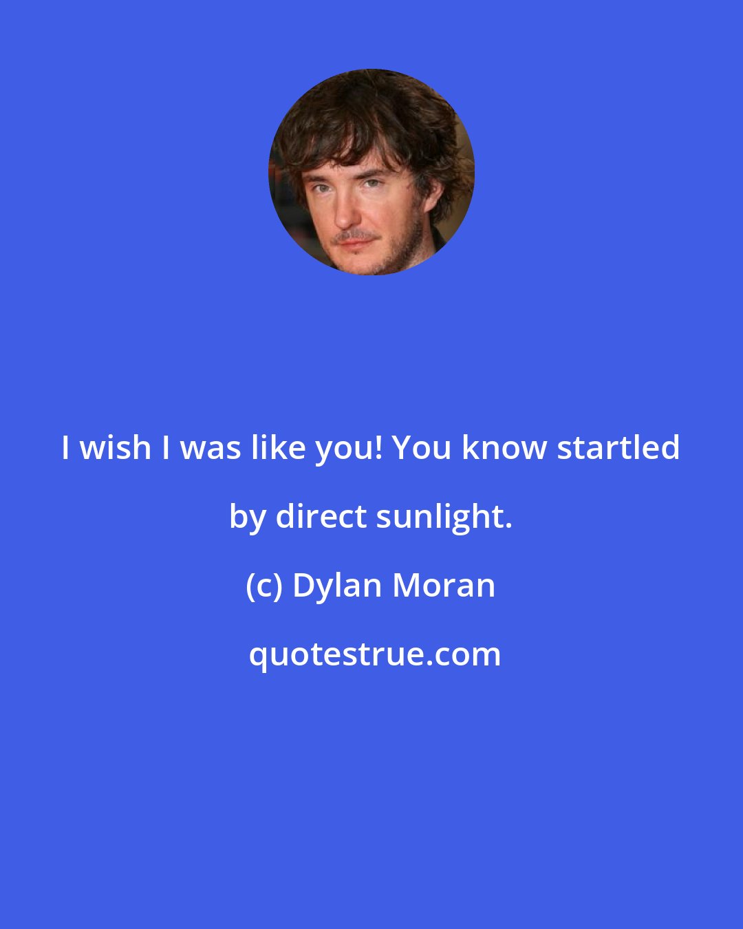 Dylan Moran: I wish I was like you! You know startled by direct sunlight.