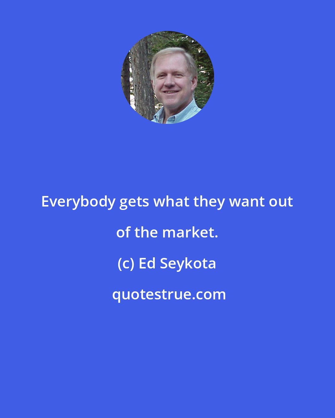 Ed Seykota: Everybody gets what they want out of the market.